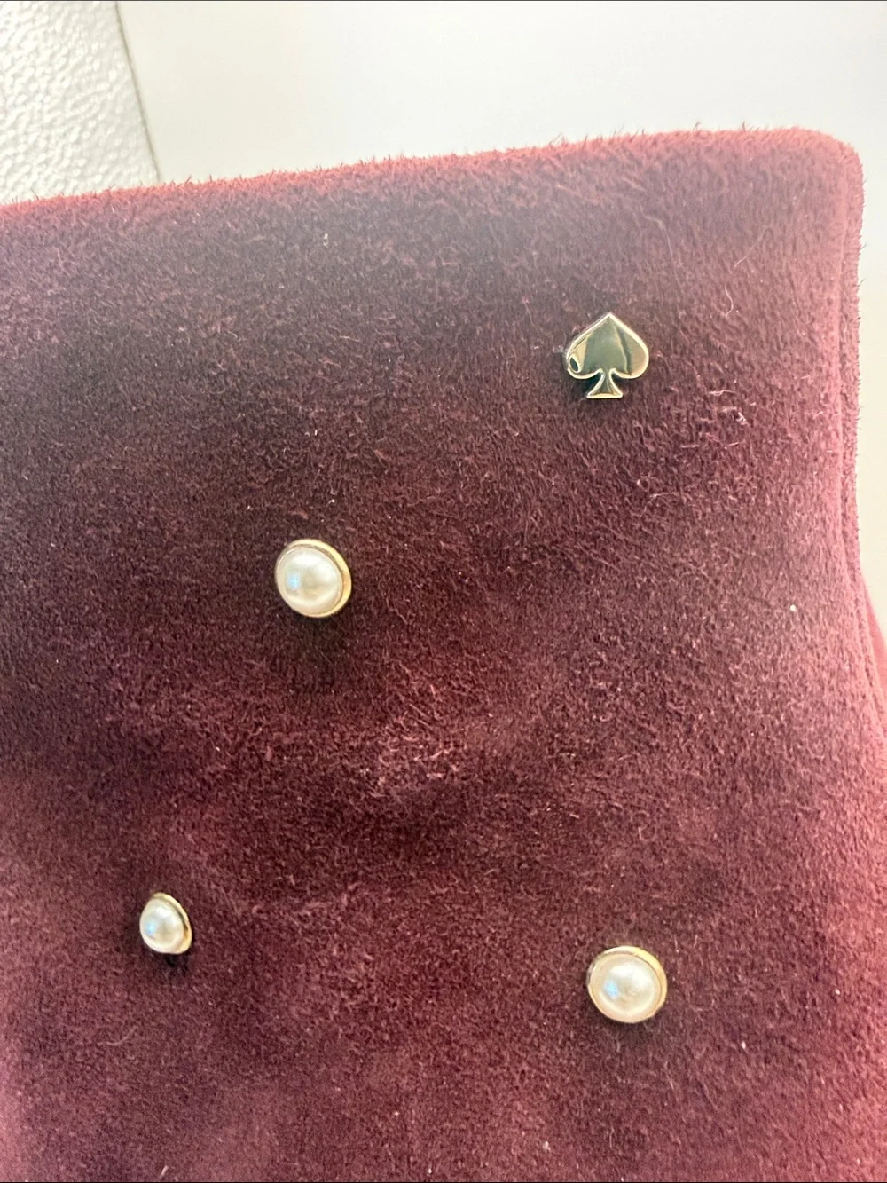 Like New Kate Spade Burgundy Pearl-Embellished Suede Ankle Boots Booties Size 6